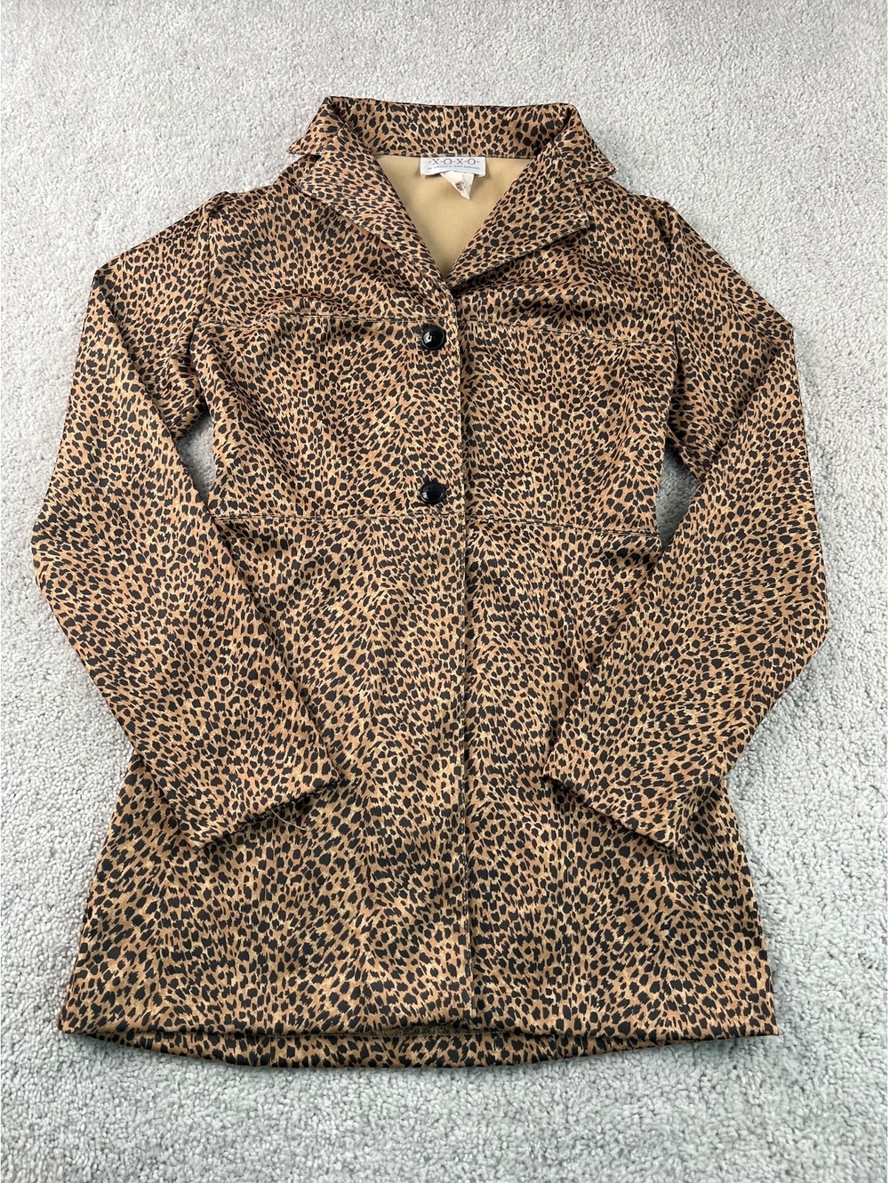 XOXO Women’s Small Leopard Print Jacket Button Front Y2K Retro Animal Print